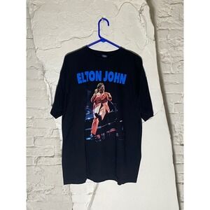Elton‎ John 1997 Concert Tour T Shirt Mens XL Black Graphic Tee Deadstock